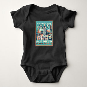 San Diego California Art Deco Baby Bodysuit