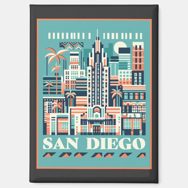 San Diego California Art Deco Magnet (Front)