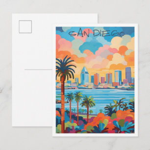 San Diego California Art Travel Postcard