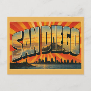 San Diego California Bay Lighthouse Coast Art Postcard