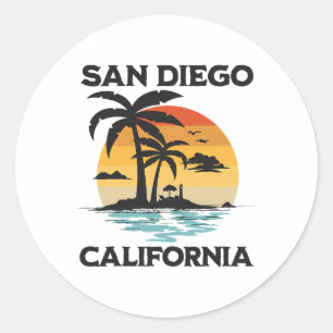 San Diego California Beach Surf Summer Vacation Vi Classic Round Sticker