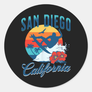 San Diego California Beach Surf Summer Vacation Vi Classic Round Sticker