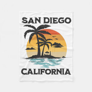 San Diego California Beach Surf Summer Vacation Vi Fleece Blanket
