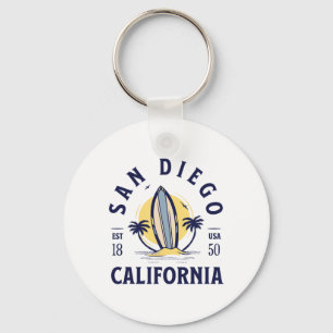 San Diego California Beach Surf Summer Vacation Vi Key Ring