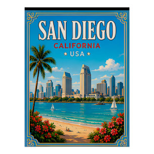 🌊 San Diego California Beach Vacation Memory Poster