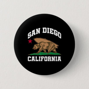 San Diego California Bear Surfing Surfer 6 Cm Round Badge