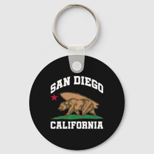 San Diego California Bear Surfing Surfer Key Ring