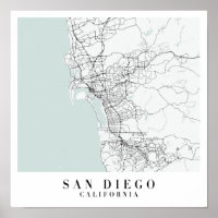 San Diego California Blue Water Street Map