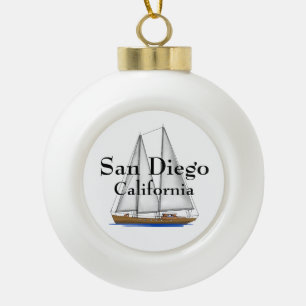 San Diego California Ceramic Ball Christmas Ornament