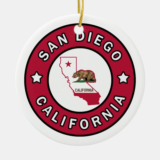 San Diego California Ceramic Tree Decoration (Front)