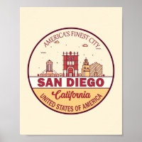 San Diego California City Skyline Emblem