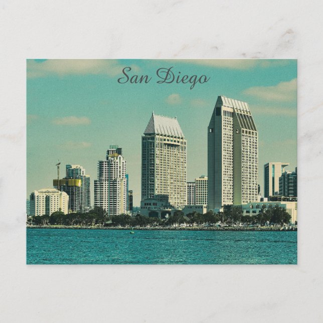 San Diego California City Skyline Travel Photo Postcard (Front)