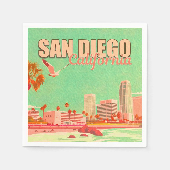 San Diego California Downtown Souvenirs 1950s Napkin (Front)