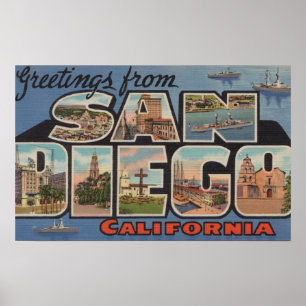 San Diego, California - Large Letter Scenes 2 Poster