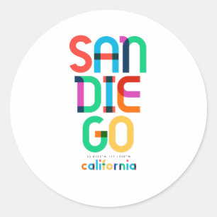 San Diego California Mid Century, Pop Art, Classic Round Sticker