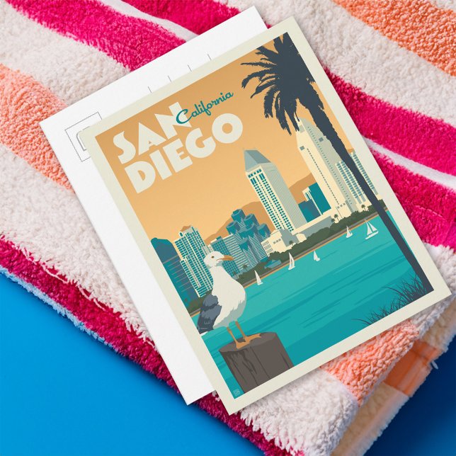 San Diego, California Postcard (Card on beach towel)