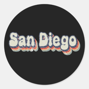 San Diego California Retro Distressed Art Classic Round Sticker