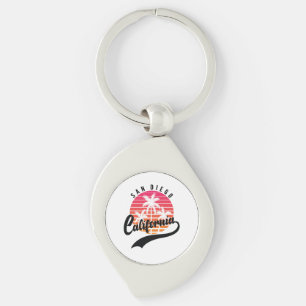 San Diego, California Retro Metal Keychain