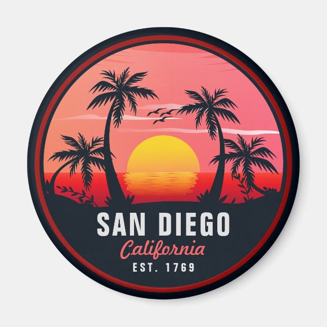 San Diego California Retro Sunset Souvenirs 60s Magnet (Front)