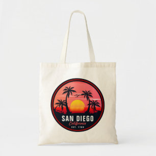 San Diego California Retro Sunset Souvenirs 60s Tote Bag