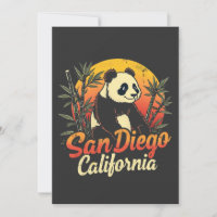 San Diego California Retro Sunset Vintage Panda