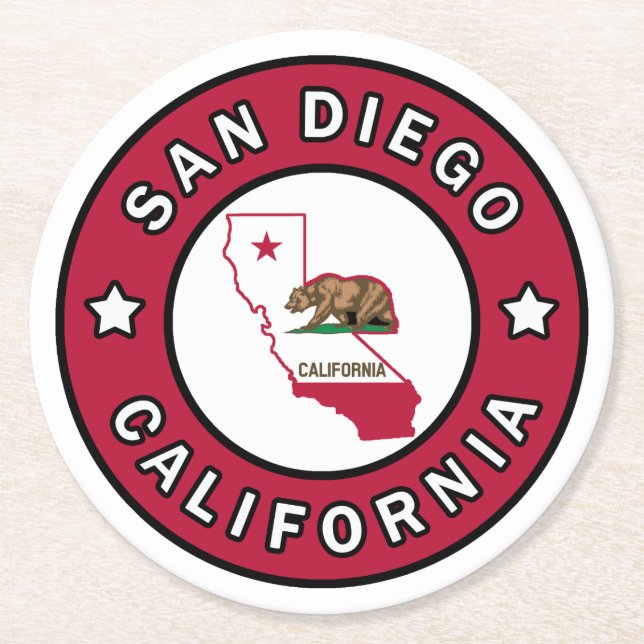San Diego California Round Paper Coaster (Front)