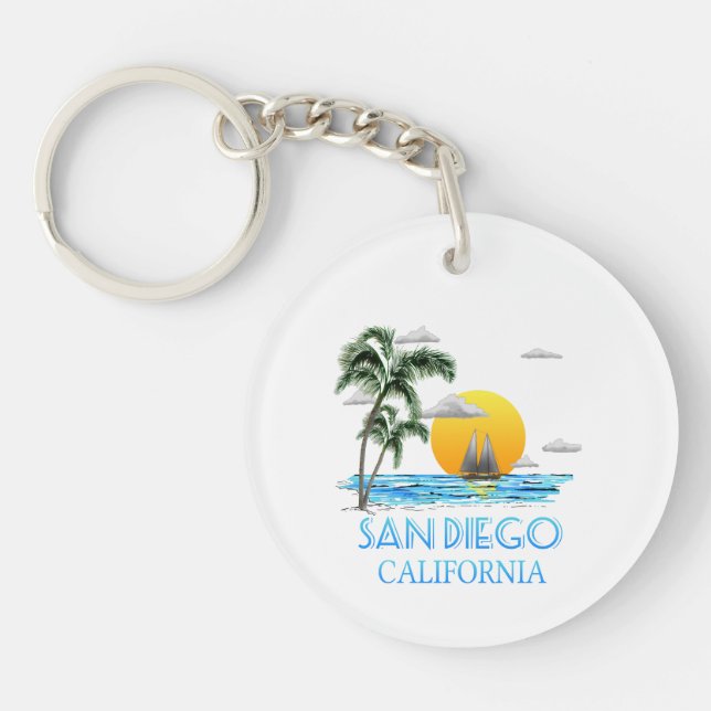 San Diego California Sailing Key Ring (Front)