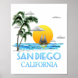 San Diego California Sailing Poster