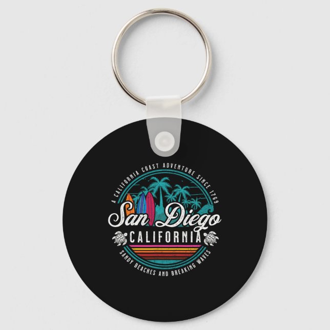 San Diego California Sandy Beaches Breaking Waves  Key Ring (Front)