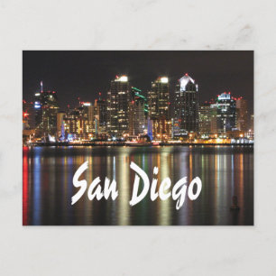 San Diego California Skyline at Night Postcard
