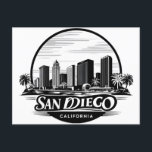 San Diego California Skyline Holiday Postcard<br><div class="desc">Celebrate the charm of Southern California with this stunning San Diego skyline design, featuring a sleek and artistic depiction of the city’s iconic downtown architecture. From the silhouette of soaring skyscrapers to the serene coastal horizon, this design captures the energy and elegance of San Diego, California. Perfect for city lovers,...</div>