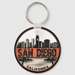 San Diego California Skyline–Modern Cityscape Art Key Ring