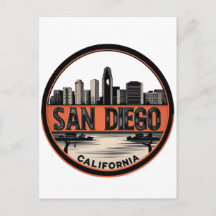 San Diego California Skyline–Modern Cityscape Art Postcard