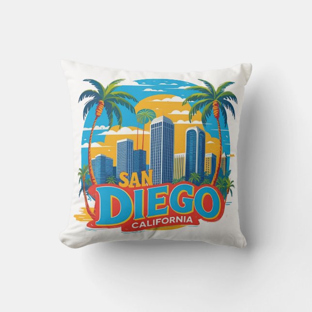 San Diego California Skyline–Modern Cityscape Cushion (Front)