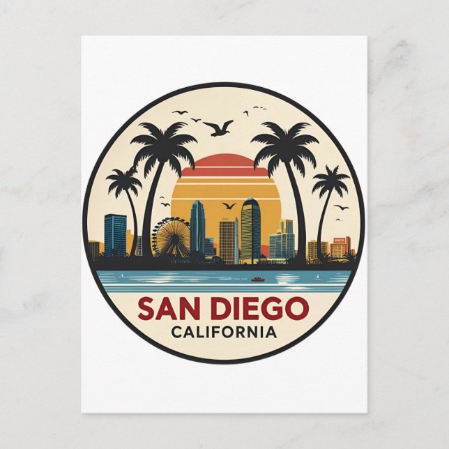 San Diego California Skyline Postcard (Front)