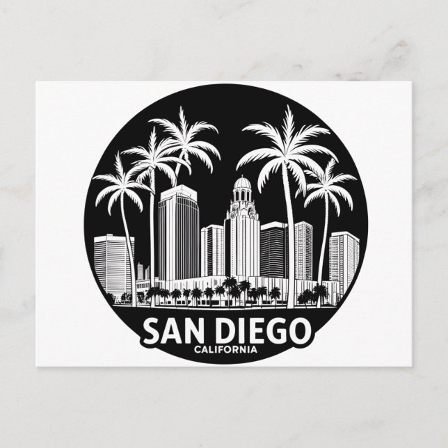 San Diego California Skyline Postcard (Front)