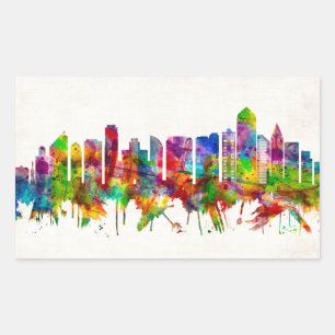 San Diego California Skyline Rectangular Sticker