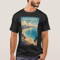 San Diego California Skyline Travel Art Vintage