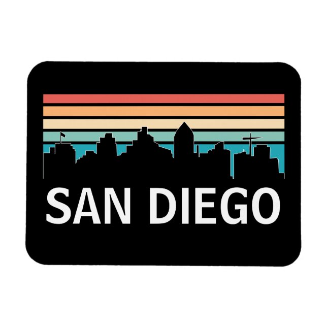San Diego California Skyline Vintage Travel Magnet (Horizontal)