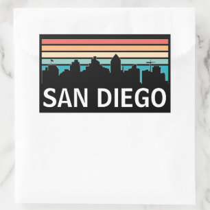 San Diego California Skyline Vintage Travel Rectangular Sticker
