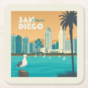 San Diego, California Square Paper Coaster