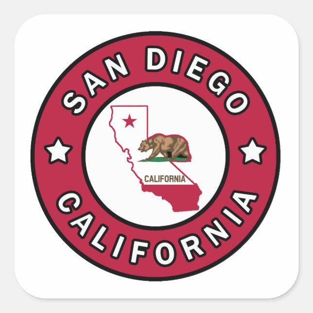 San Diego California Square Sticker (Front)