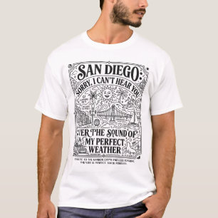 San Diego California Sunny Coastline Landmark Text T-Shirt