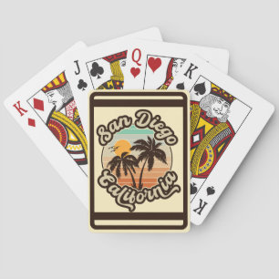 San Diego California Sunset Palm Trees Souvenirs Playing Cards