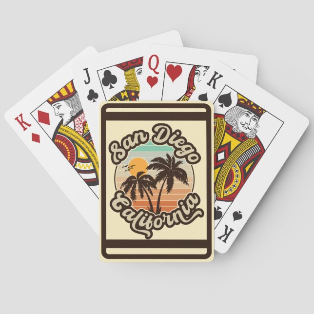 San Diego California Sunset Palm Trees Souvenirs Playing Cards (Back)