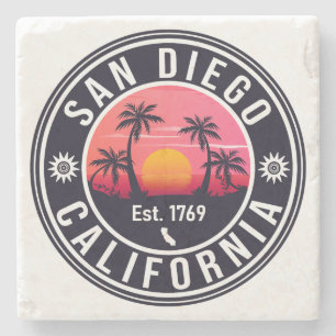 San Diego California Sunset Vacation Souvenirs 60s Stone Coaster