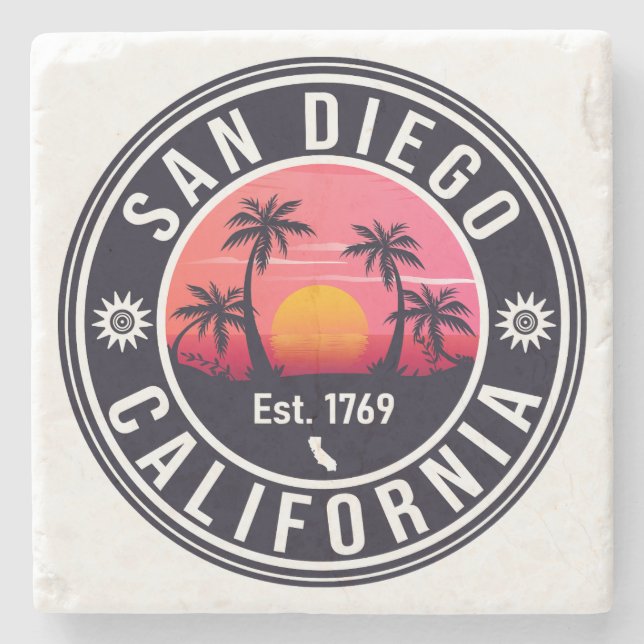 San Diego California Sunset Vacation Souvenirs 60s Stone Coaster (Front)