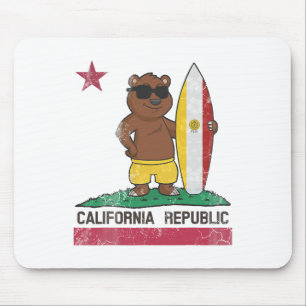 San Diego California Surfer Bear Surfing Men Women Mouse Pad