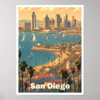 San Diego California USA Art Vintage Travel