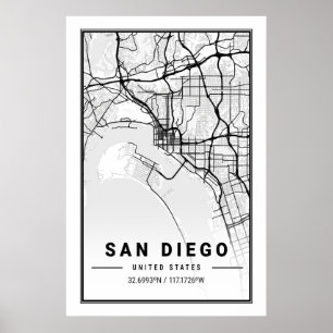San Diego California USA Cities Travel City Map Poster